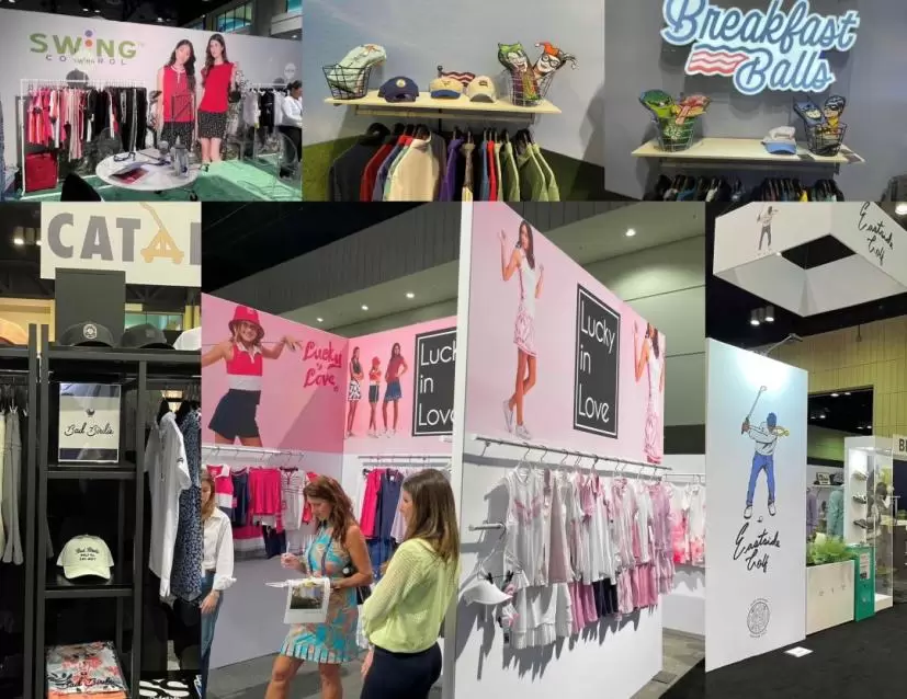 色鮮やかなゴルフウェアがたくさんあった「ウェアエリア」