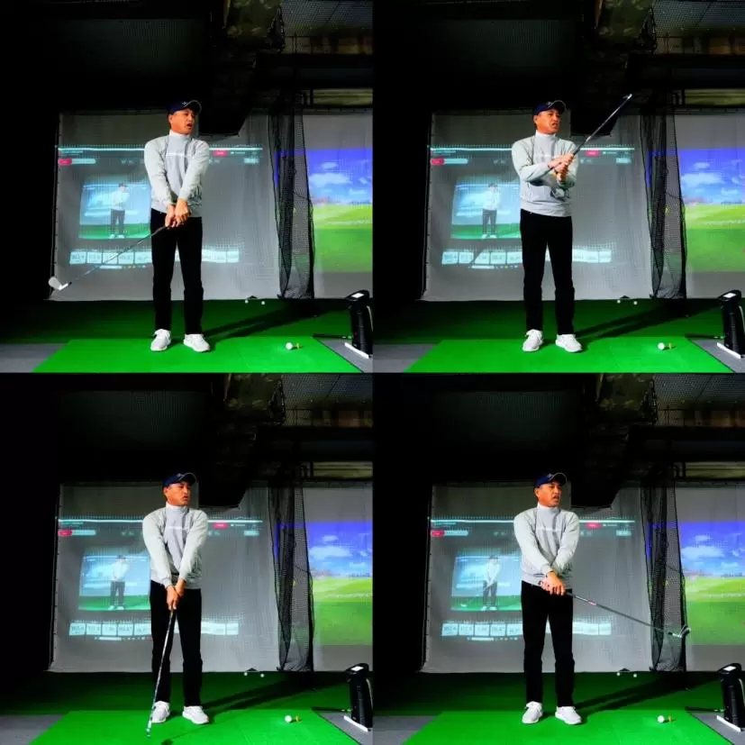 「カラダ振り」タイプの人はカラダの前に手をキープしてヘッドをクルクル回す