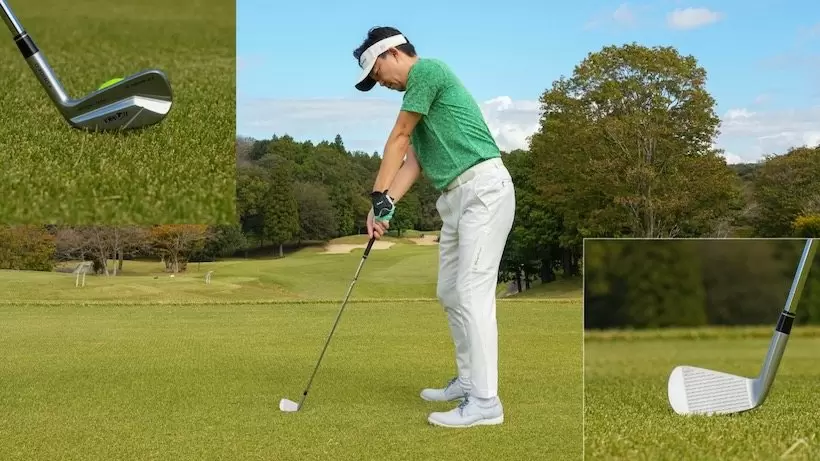 アドレスでペタッとソールするとインパクトでトゥ側が下がる。ヒール側が前に出てきてフェースが開くアイアンではシャンクする。