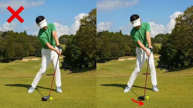 右ハンドルをきったままダウンスイングするとフェースが開いて当たるのでフェースをターンさせなければいけない。