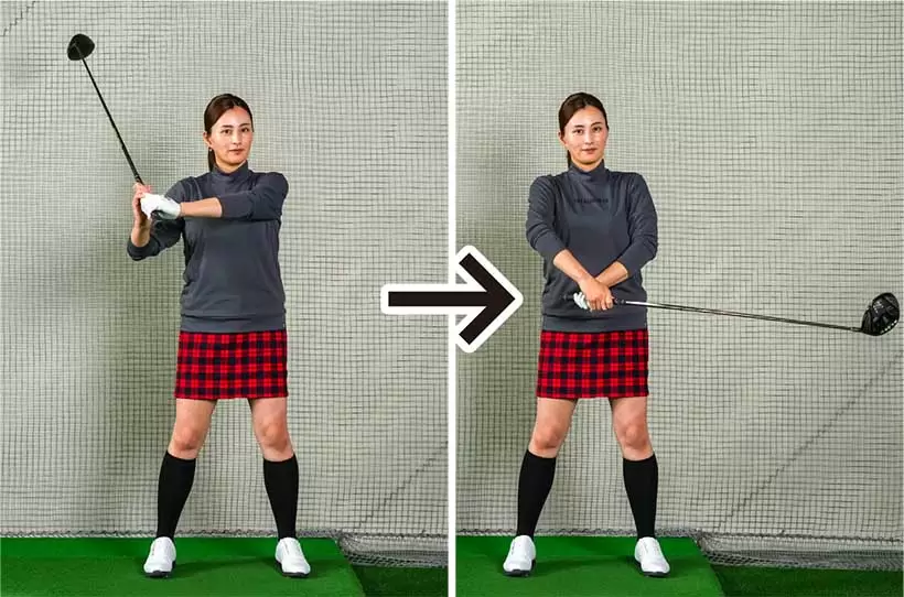 両手の握り圧が強いほどクラブヘッドの運動が抑制されてグルグルと回せない。