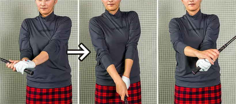 クラブをグルグル回せる握り圧が分かれば、握り圧をキープしやすい握り方もつかめてくる。