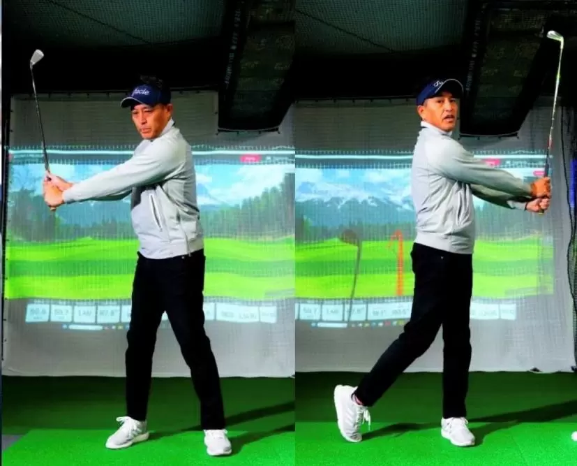 右の「90度」と左の「90度」。スイングはこの範囲と考える。