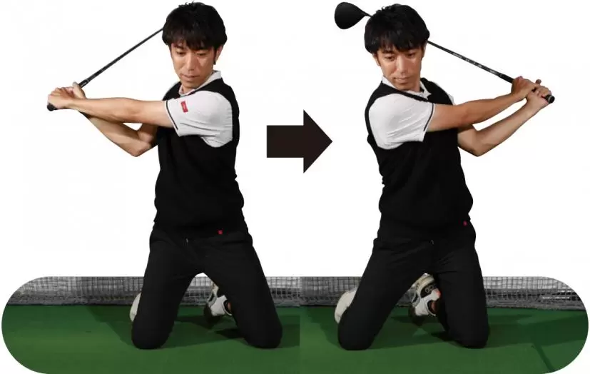 下半身を使わず素振り