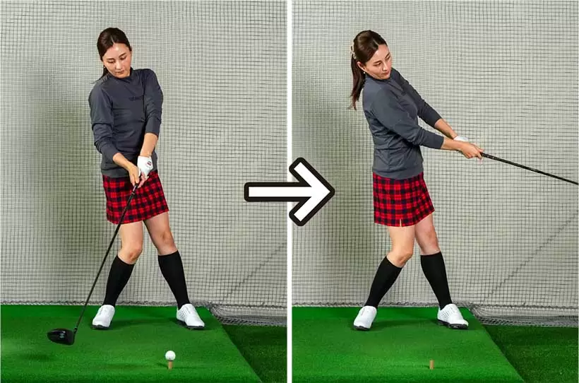 クラブの重さを感じないままでスイングしては軌道が安定しにくい。