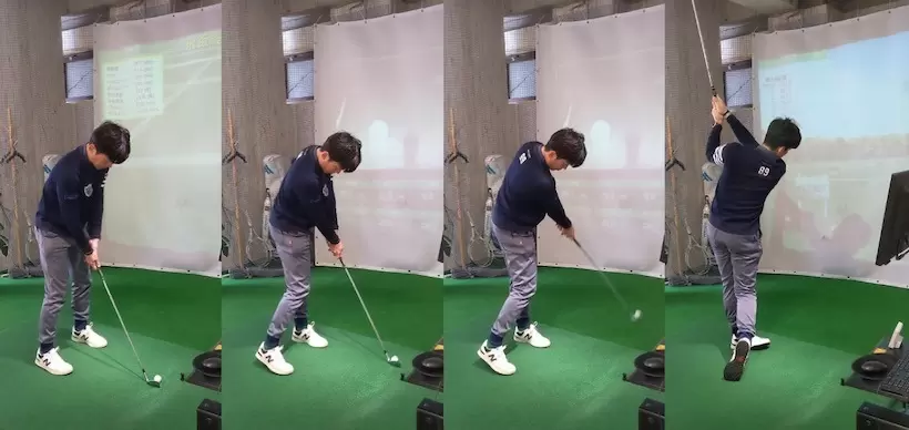 テークバックなしでボールをフェースに乗せて前に投げる