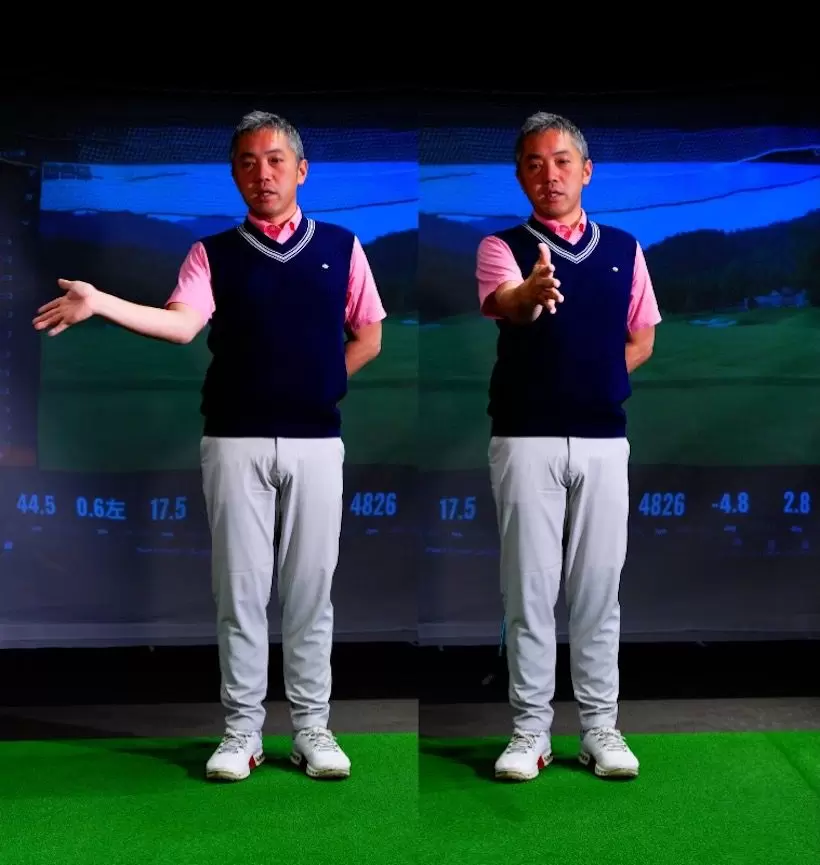 クラブを上げる時にフェースを開いたり閉じたりしなければインパクトでスクエアに戻せる。これがフェースを管理するということ