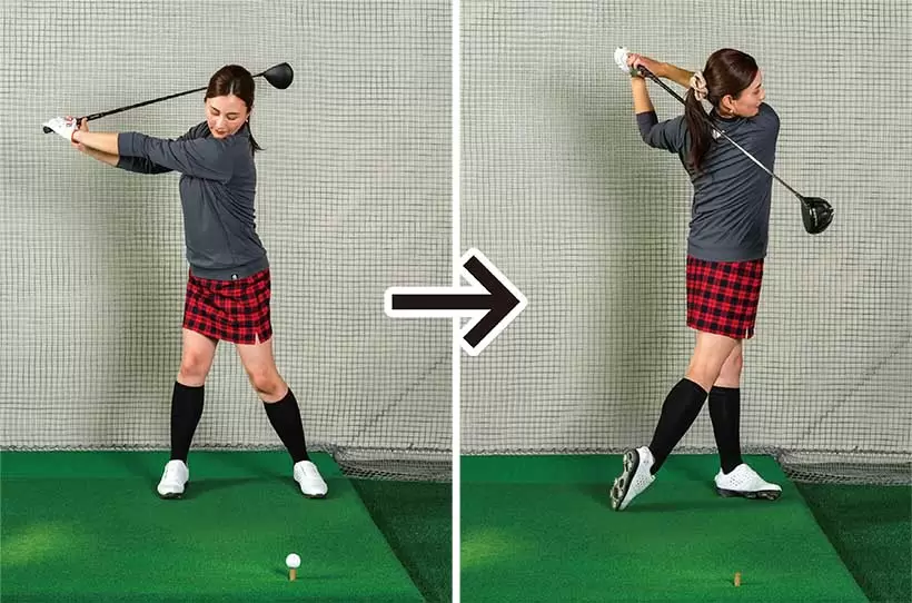 カラダの回転が正しければトップやフィニッシュのフォームが安定しやすくなる。