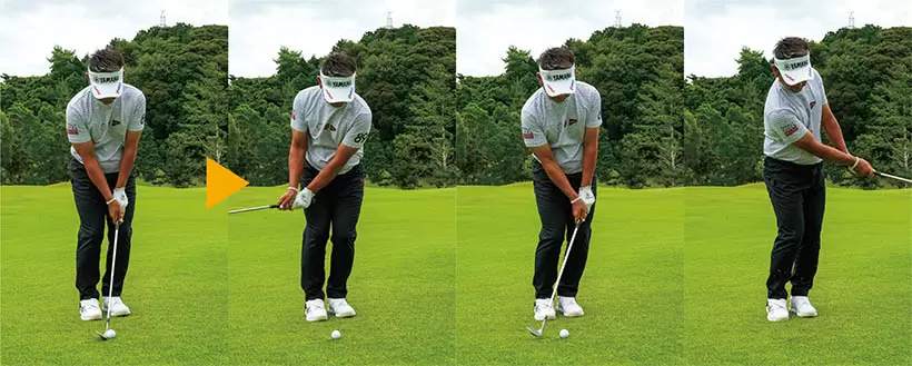 ボール位置が真ん中になるが、打ち方は変わらない。