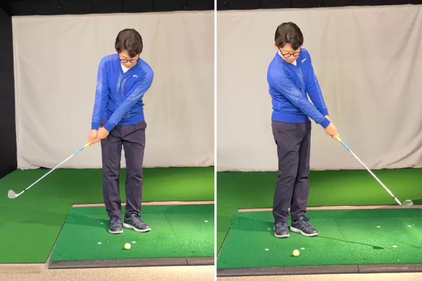 体の回転主体のスイングを心がける