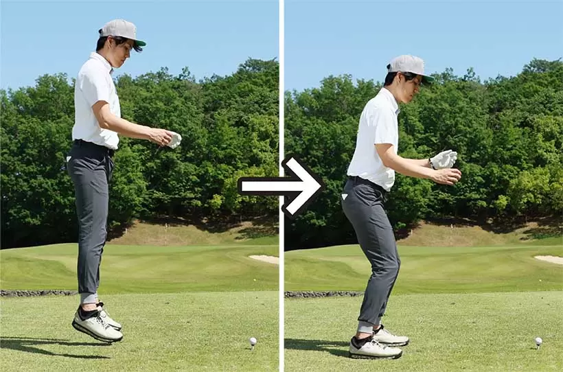 アドレスがわからなくなったらジャンプして着地したときの体勢をチェックするといい。