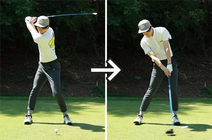 アドレスのバランスがよければトップが安定し、インパクトの正確性もアップする。