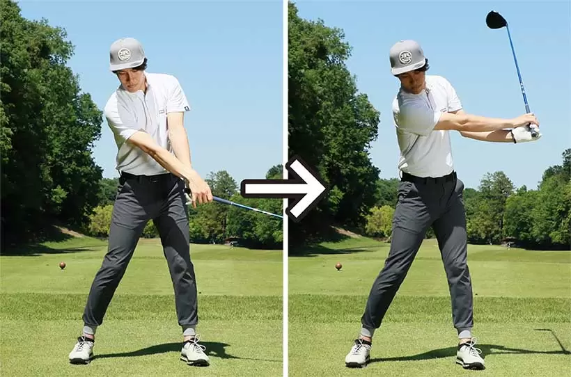 インパクトエリアで加速スピードがアップし、キレイなスイングで振り抜ける。