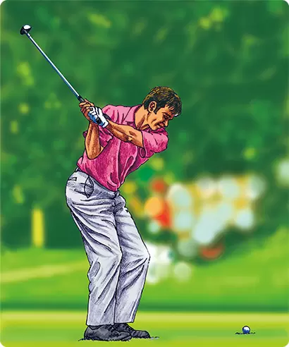 スイング改造後、左サイド主導から右手主導になったというファルド。切り返しも右ヒジを下げ、左肩を上げるイメージで行っているという。