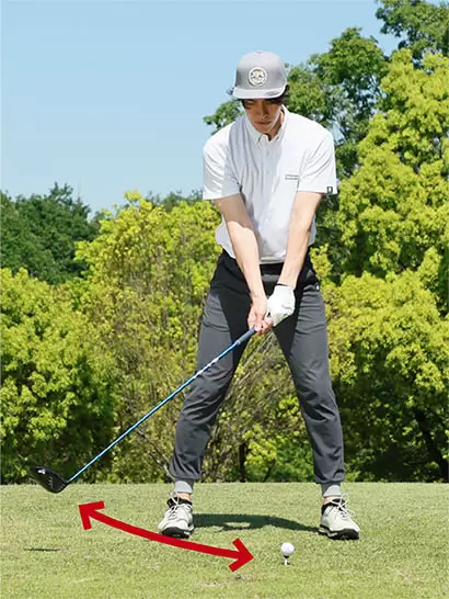 テークバックの軌道に沿ってクラブヘッドを軽く振るワッグルを取り入れよう。