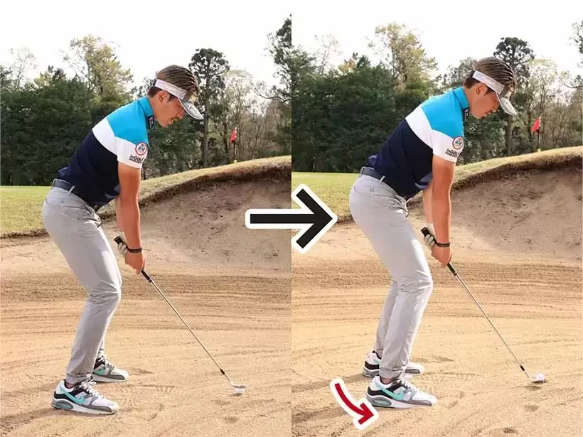 ボールを中心にしてカラダを反時計回りに移動するのがコツ。