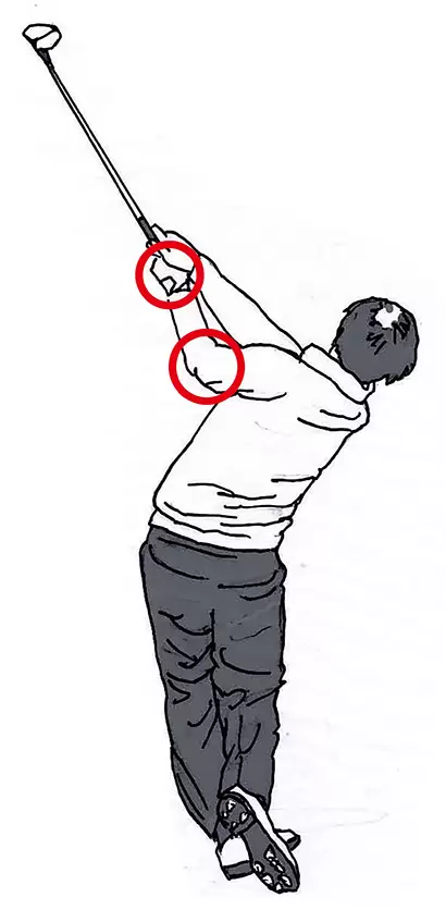 「ホーガン同様、フックに悩まされたネルソンは、左腰のターンを止めないこととともに、左腕のローリングと、左手甲を下に向けるイメージでインパクトを迎えることを重視していました」