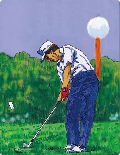 自分のスイングに対して、最適なボール位置を見つけたというネルソン。オープンスタンスからのプッシュ弾道で抜群の安定性を得ていた。