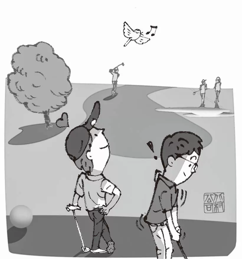 スロープレーでない限り、後ろの組に追いつかれても急ぐ必要はまったくない。変に気を回すのはやめて、ゴルフを心から楽しむ気持ちになろう。待たされてイライラするのも損だ。