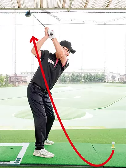 クラブを縦に上げすぎてしまうバックスイングもNGだ。