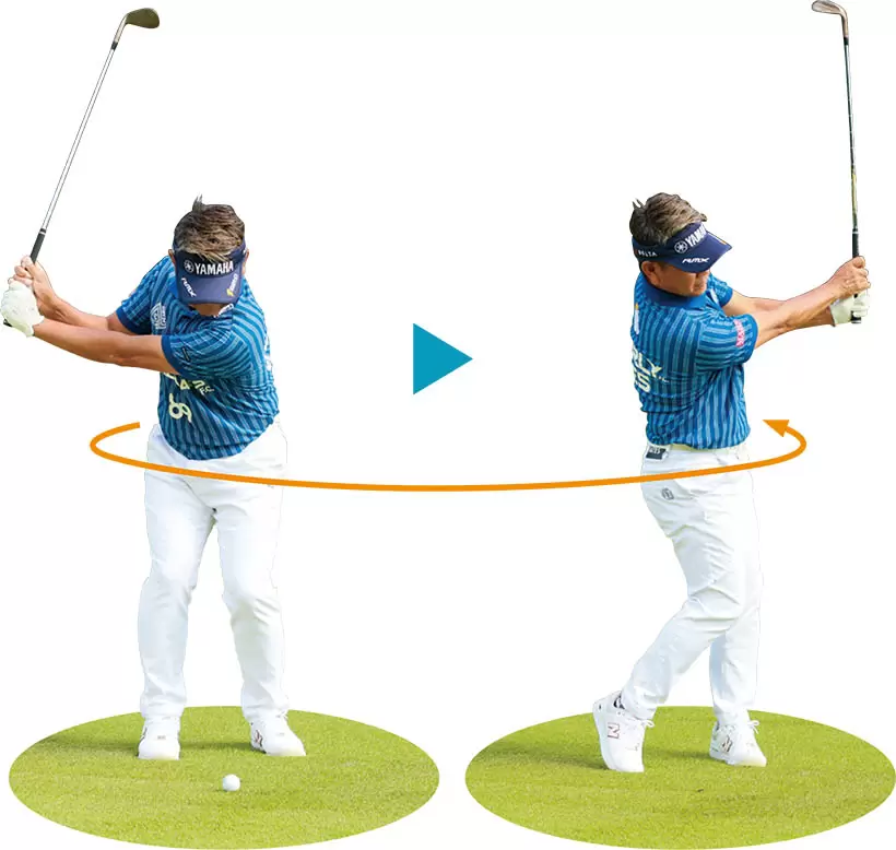 体の回転スピードを調節するのがワンランク上のテクニック。全体のスイングスピードをゆっくりにして、キャリーを数ヤード落とす。微調整の方法はいくつかあるので、練習で試して自分がやりやすい打ち方を選択しよう