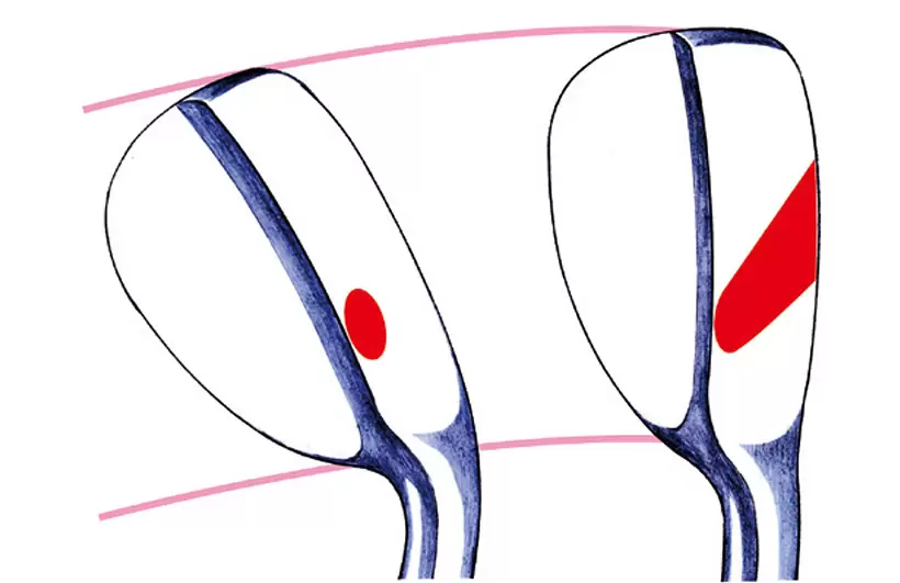 「刃からではなく、バウンスの後方、ややヒール寄りからヘッドを入れるようにすると、バウンスの抵抗感がフェースターンを緩やかにします。わずかにフェースが立ち、タテスピンの利いた弾道が打てるのです。青木はこ
