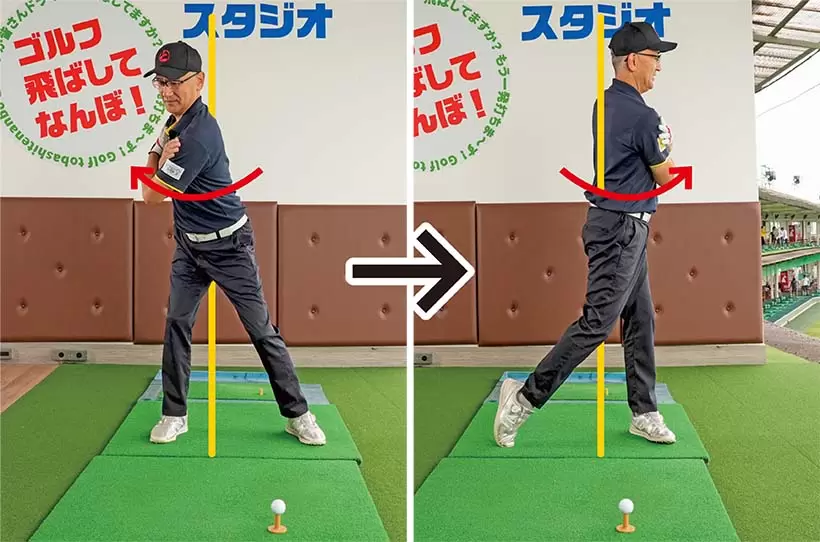 両腕を胸の前で組み、胸を左右に回してみよう。回転がスムーズなら背骨に軸を感じられる。