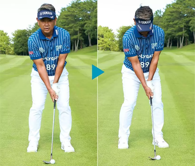 反時計回りにスタンスを開きましょう！