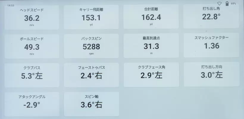 アイアン（#7）／NEW プロ V1ボールの測定結果