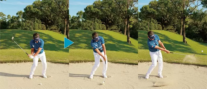 「バンカーショットでホームラン気味にボールが飛び、強いスピンがかかってピタッと止まることがありますよね。私はアプローチでも同じヘッドに入れ方をしてスピンをかけています」（藤田）