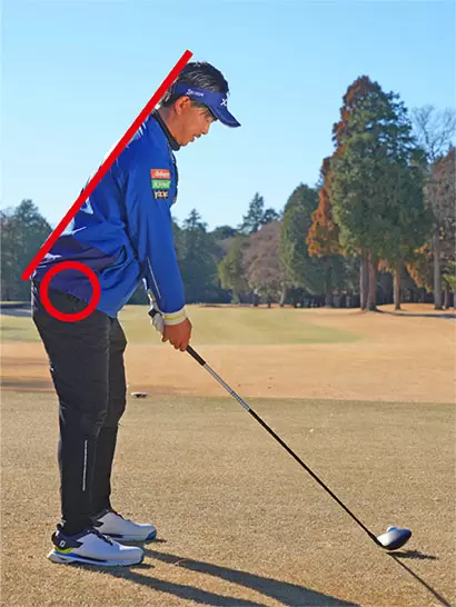 お尻を少し持ち上げる感じを出せば、背中のラインとお尻のラインがきれいに揃う。