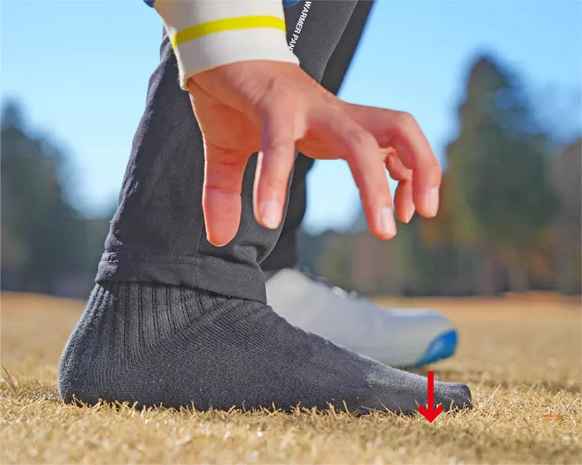 足の指を地面に根下ろすイメージで、足裏の全体でしっかり踏みしめると安定感が増す。