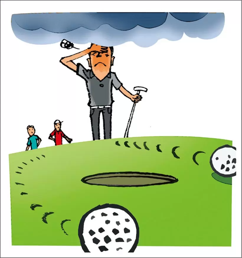 パットが入らなくなると、結果しか見ようとしなくなる悪循環に陥りやすい。フィニッシュで止まって、どのように外れたかの結果を見届ければ対策法や解決法が浮かんでくる。