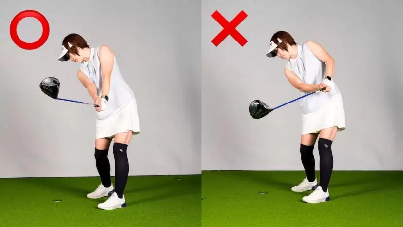 フェースを開閉しながら打つのがフェードなので、フォローではフェースが開かず閉じる。