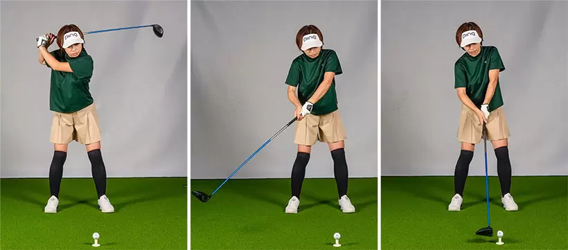 手でクラブを上げるオーバースイングの人がトップをコンパクトにすると、体の回転が伴わない手打ちのスイングになる。