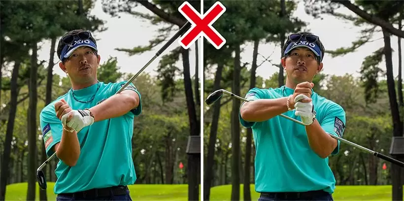 両ヒジの高さが揃わないアドレスがクセになっている人は、すぐに修正しよう。