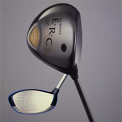 2001年に発売された『ERC Ⅱ』は高反発時代を象徴するドライバー。中央部を厚くして、周辺を薄くするVFTテクノロジーは特許も取得し、その後のドライバー開発のトレンドになった。