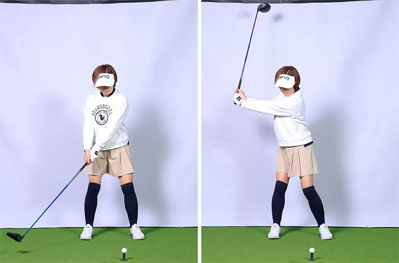 体と腕が同調し、体をしっかり回せるのがバックスイングをゆっくり上げる最大のメリットだ。