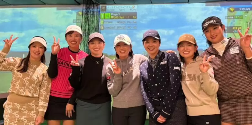 女子プロ,本間ゴルフ,シミュレーションラウンド,インドア,イベント,吉川桃,後藤未有,鶴瀬華月,林菜乃子,葭葉ルミ,長谷川円香,イボミ