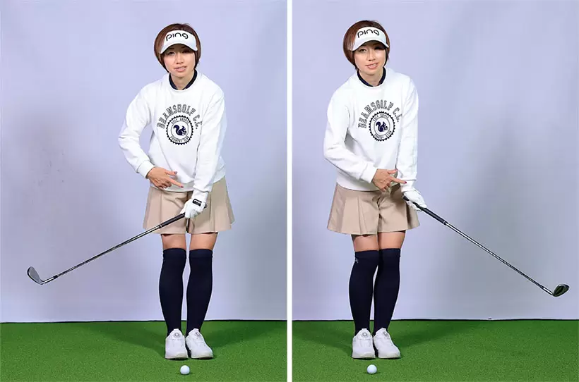 手首を支点にクラブを半径とする円弧を描く。手元に対してヘッドの運動量が多いのでヘッドスピードが上がりスピンがかるためボールが上がりやすい。