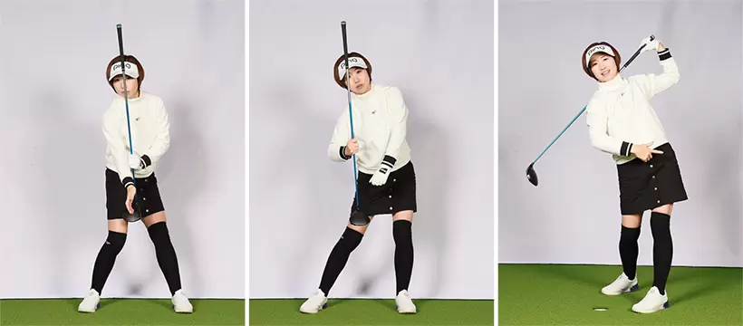 ベタ足の生命線は軸ブレを抑えられること。スウェイするとこれが崩壊してメリットが消滅する。両足幅の範囲で腰をクルッと回すのがポイントだ。