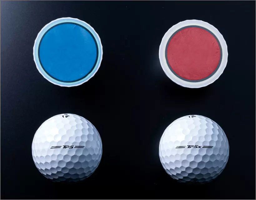 『TP5』と『TP5x』は各層の厚み、素材配合も違っている。『TP5』はコアを大きくしたことで初速性能が上がった。