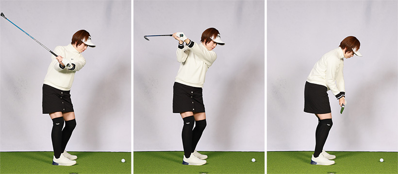 背が低く腕が短い人にはフラットなスイングがフィットしやすい。