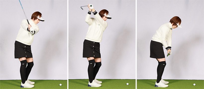 背が高く腕が長い人はアップライトなバックスイングと相性がいい。